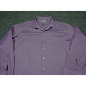 Charvet Shirt Men 3XL Purple Place Vendome Button Up French Cuffs Cotton Pockets